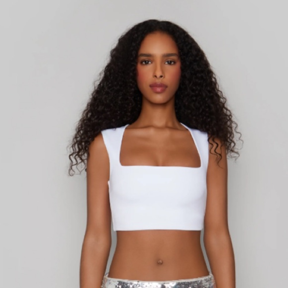 NWT Danielle Guizio Celestial White Stretch Top